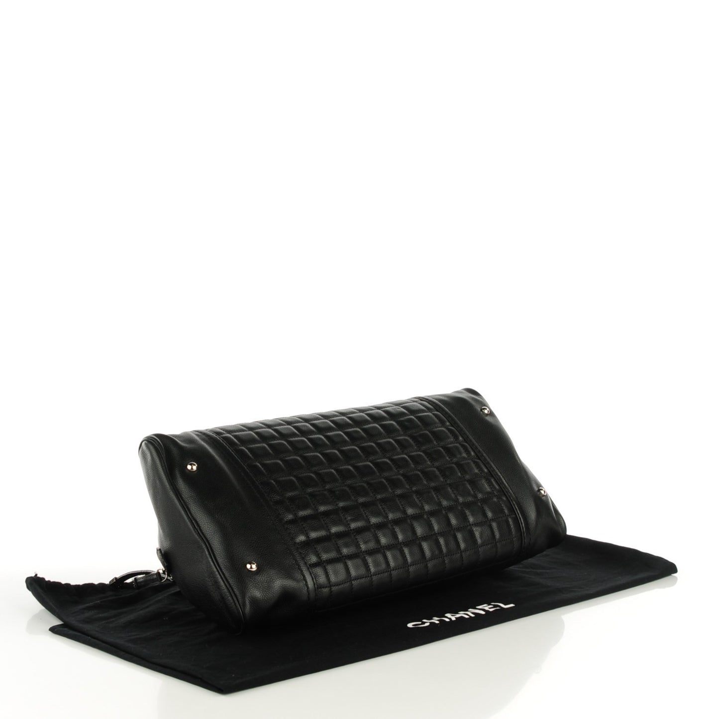 Caviar Square Quilted Dome Satchel Black