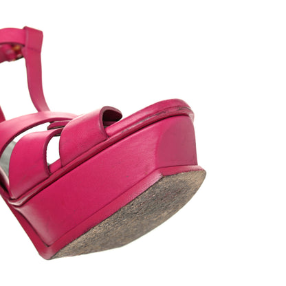 Saint Laurent Calfskin Tribute 105 Platform Sandals 39.5 Fuchsia 14 of 28