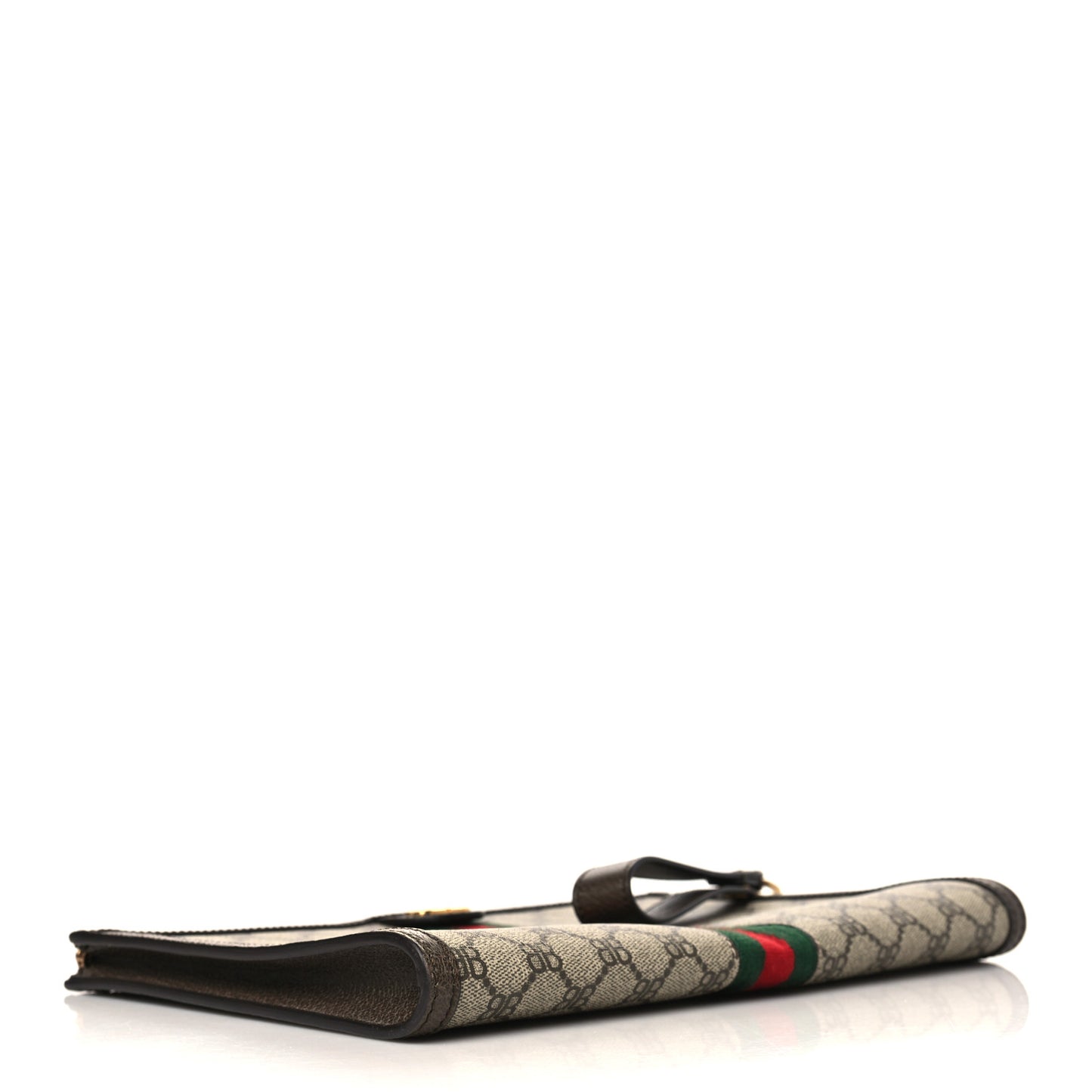 X BALENCIAGA BB Supreme Monogram Web Ophidia Wristlet Beige New Acero