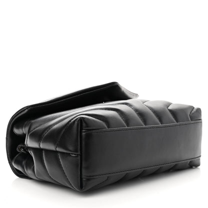 Saint Laurent Calfskin Y Quilted Monogram Monochrome Toy Loulou Crossbody Bag Black 3 of 12