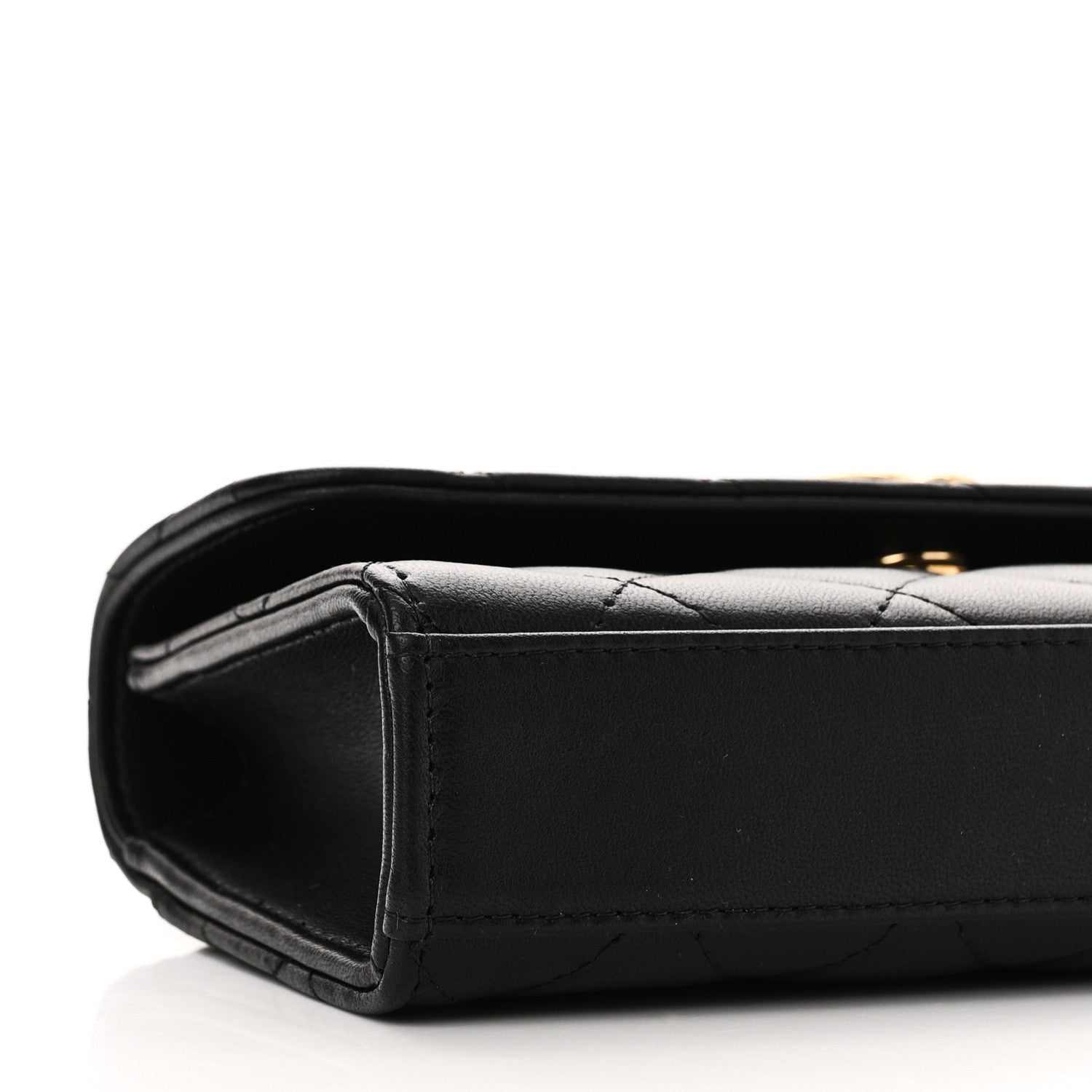 Chanel Lambskin Pearl Crystal Quilted Pearly Girl Handle Flap Phone Holder With Chain Black 9 of 11