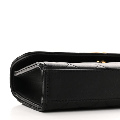 Chanel Lambskin Pearl Crystal Quilted Pearly Girl Handle Flap Phone Holder With Chain Black 9 of 11