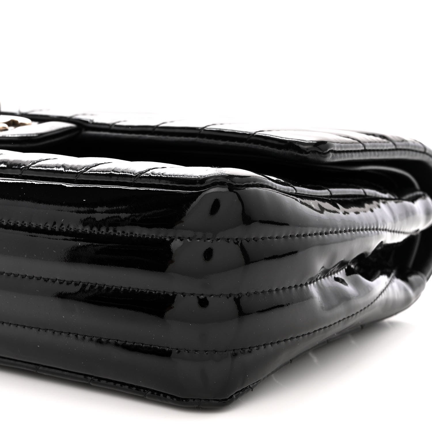 Chanel Patent Calfskin Chevron Quilted Small Double Flap Black 10 of 12