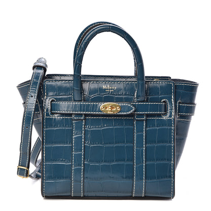 Mulberry Crocodile Embossed Micro Zipped Bayswater Nautical Blue 2 of 9