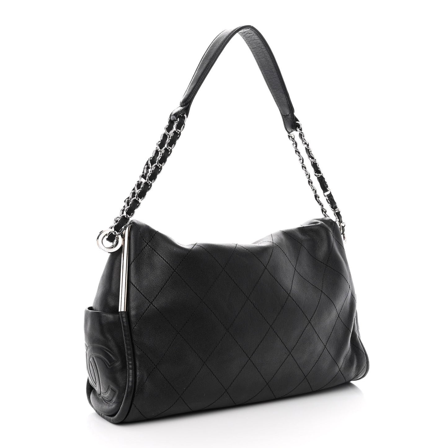 Lambskin Stitched Medium Ultimate Soft Tote Black