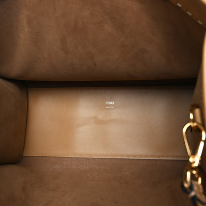 Fendi Vitello King Plexiglass Elaphe Python Print Logo Medium Fendi Sunshine Shopper Tote Miele Scuro Makeup 5 of 11
