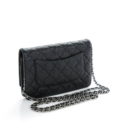 Chanel Crackled Calfskin Wallet On Chain WOC Black 3 of 6