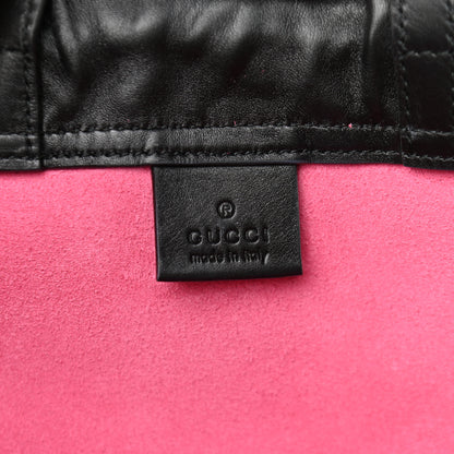 Gucci Grained Calfskin Logo Drawstring Backpack Box Pink Green Black 7 of 11