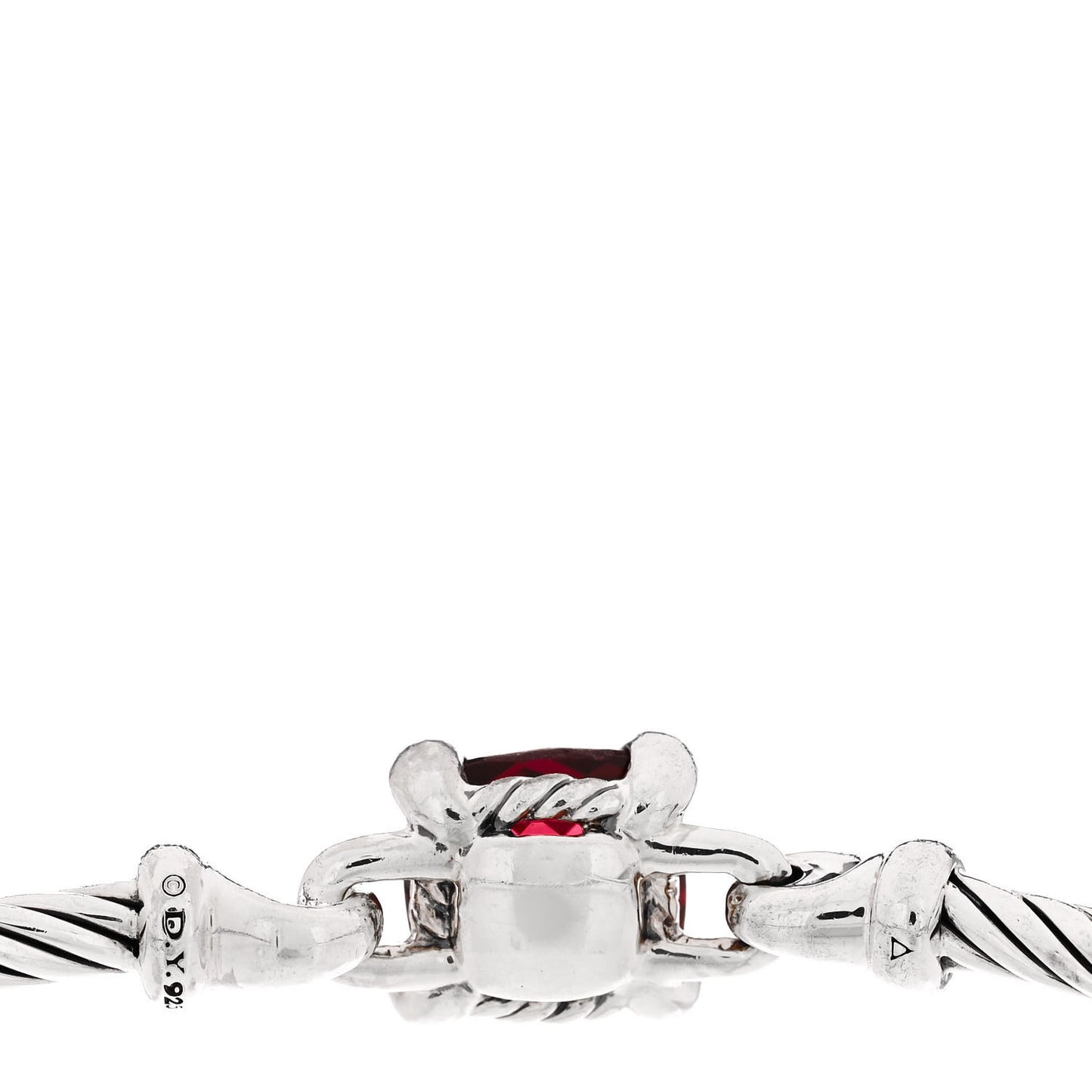 Sterling Silver Rhodolite Garnet Diamond 8mm Chatelaine Bracelet