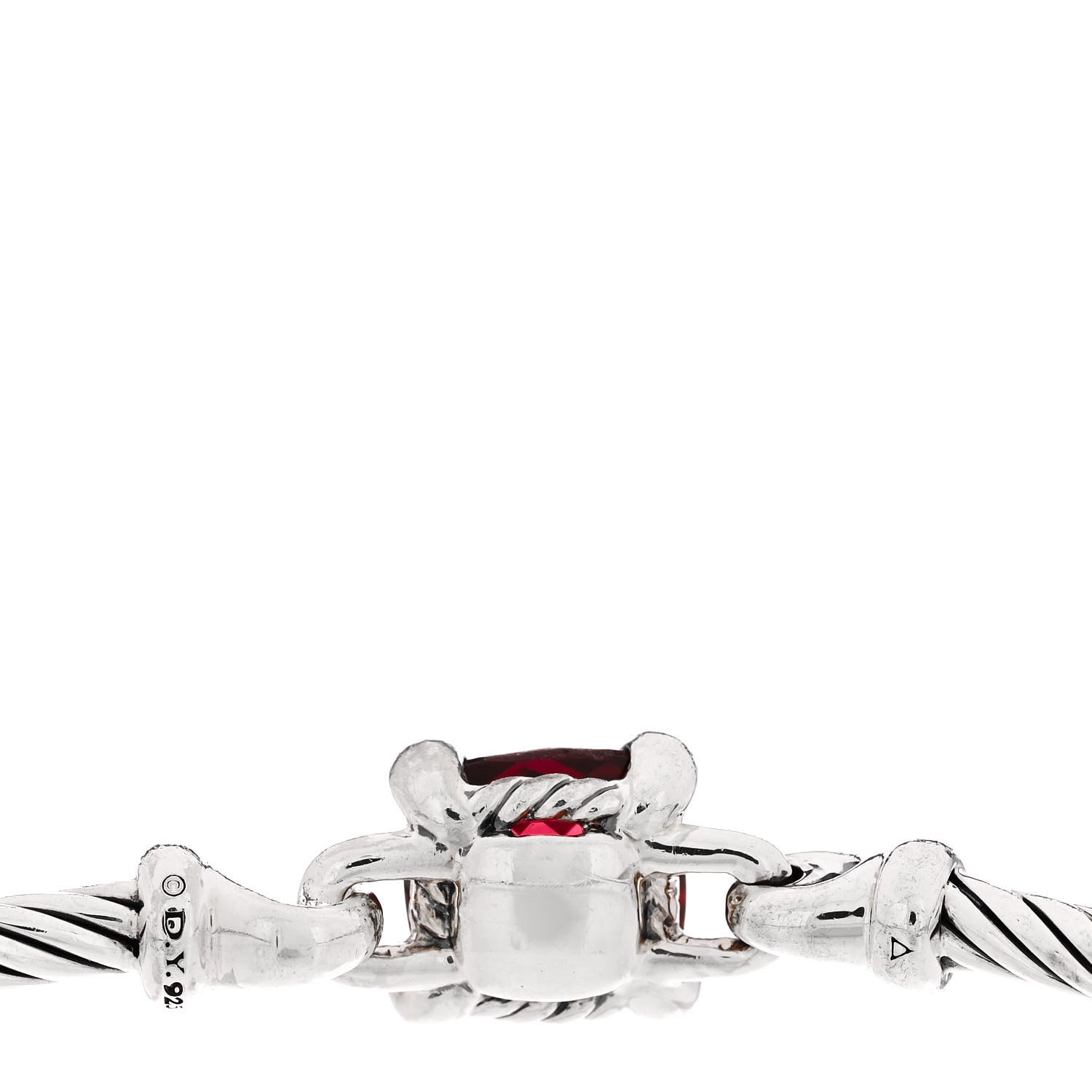 David Yurman Sterling Silver Rhodolite Garnet Diamond 8mm Chatelaine Bracelet 3 of 5