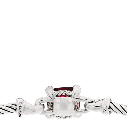 David Yurman Sterling Silver Rhodolite Garnet Diamond 8mm Chatelaine Bracelet 3 of 5