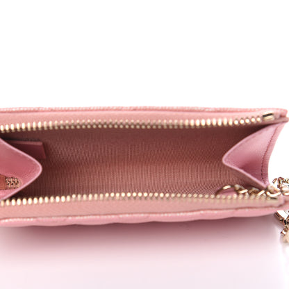Chanel Iridescent Caviar Quilted Zipped Key Holder Case Rose Pink 5 of 8
