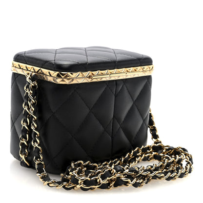 Chanel Metal Lambskin Quilted Small Vanity With Chain Black 4 of 11