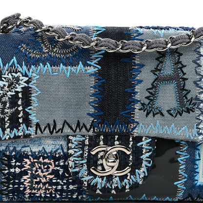 Chanel Denim Tweed Patchwork Medium Single Flap Blue 8 of 12