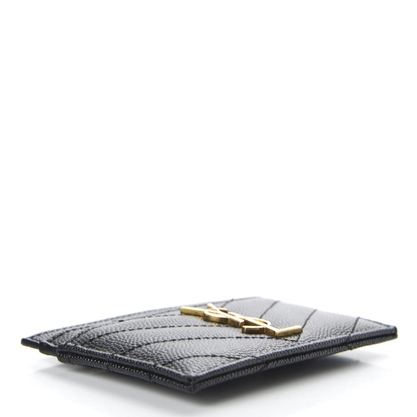 Grain De Poudre Matelasse Chevron Monogram Credit Card Case Black
