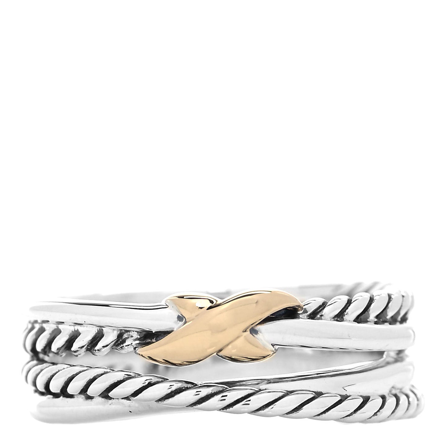 Sterling Silver 18K Yellow Gold 6mm X Crossover Ring 54 7
