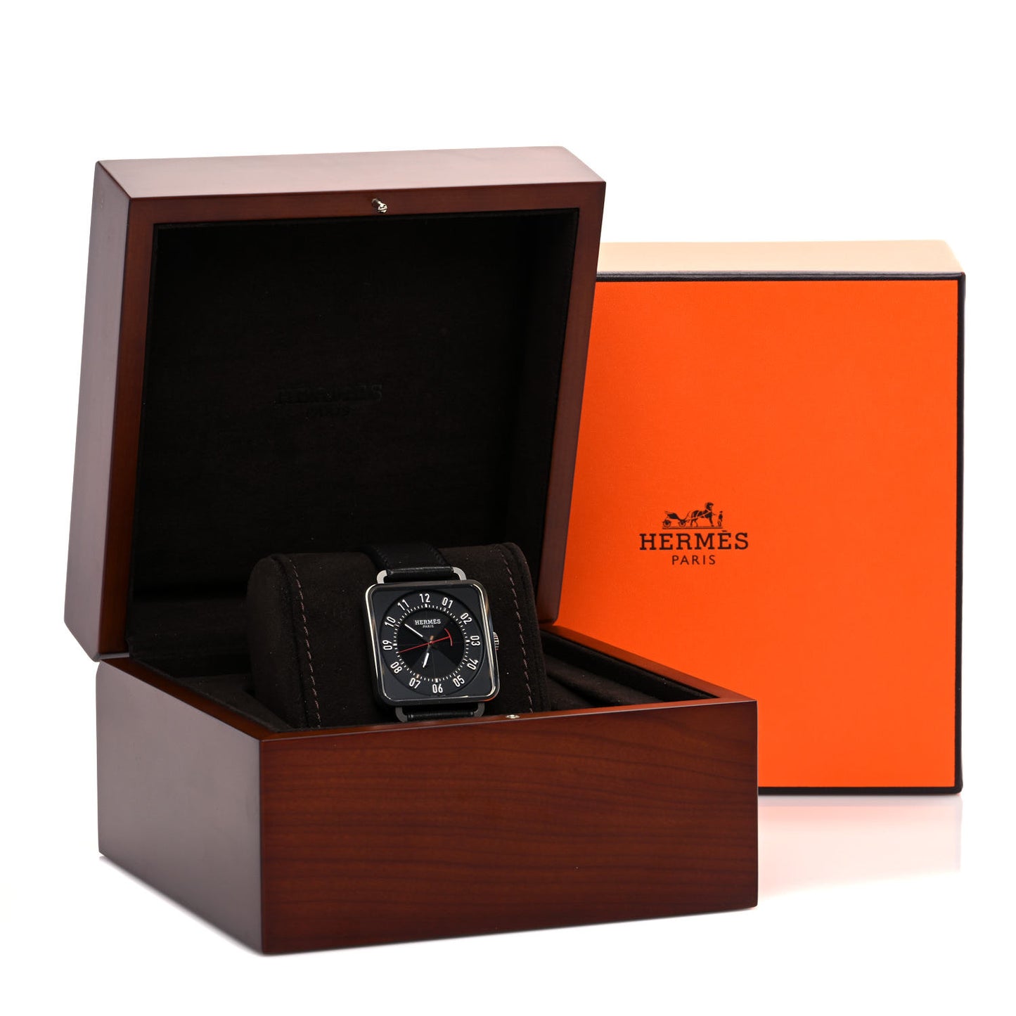 Stainless Steel Barenia 38mm Carre H Automatic Watch Noir