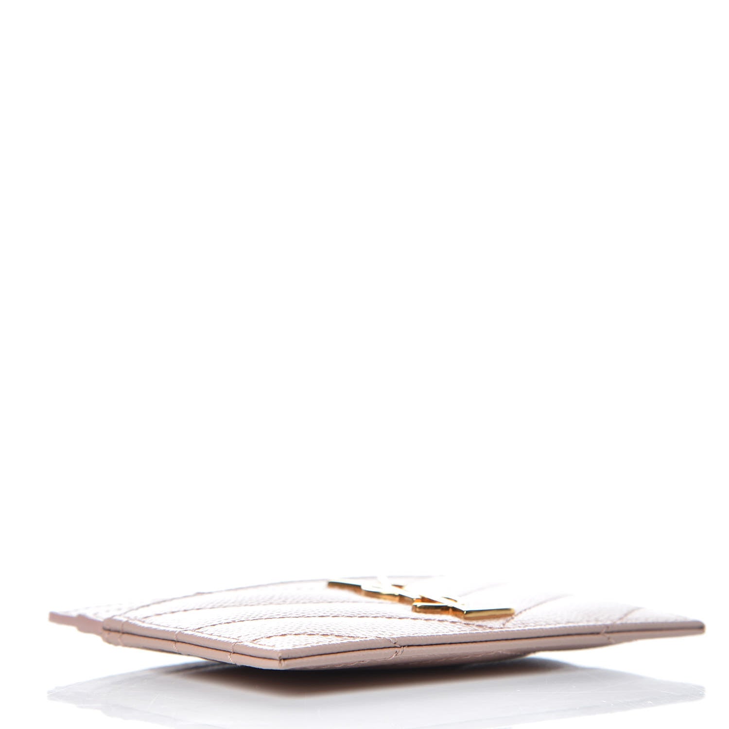 Saint Laurent Grain De Poudre Matelasse Chevron Monogram Credit Card Case Pale Blush 4 of 6
