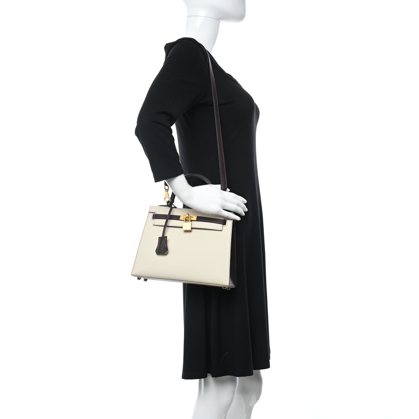 Epsom Bi-Color Horseshoe Kelly Sellier 25 Craie Black Rose Azalea