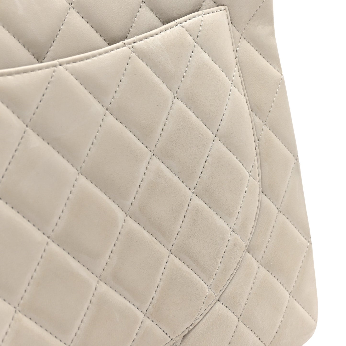 Lambskin Quilted Maxi Single Flap Beige
