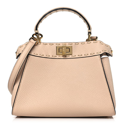 Fendi Vitello Granato Camoscio Selleria Macro Stitchings Mini Peekaboo Iconic Satchel Rosa Plaster 1 of 10