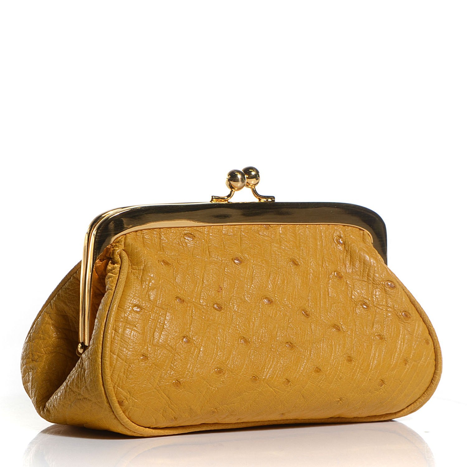 Prada Ostrich Frame Coin Purse Soleil 3 of 9