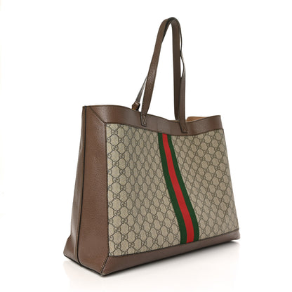Gucci GG Supreme Monogram Web Ophidia Tote Brown 4 of 10