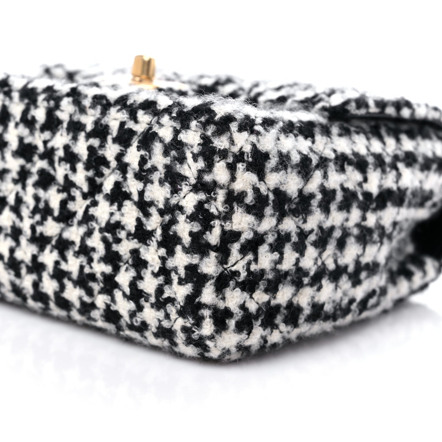 Tweed Houndstooth Mini Square Flap Black White