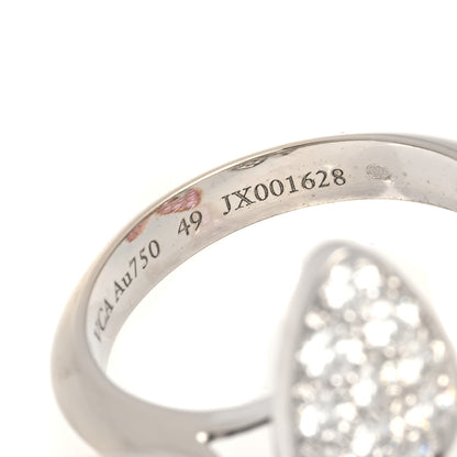Van Cleef & Arpels 18K White Rose Gold Diamond Pink Sapphire Two Butterfly Between The Finger Ring 49 5 4 of 5