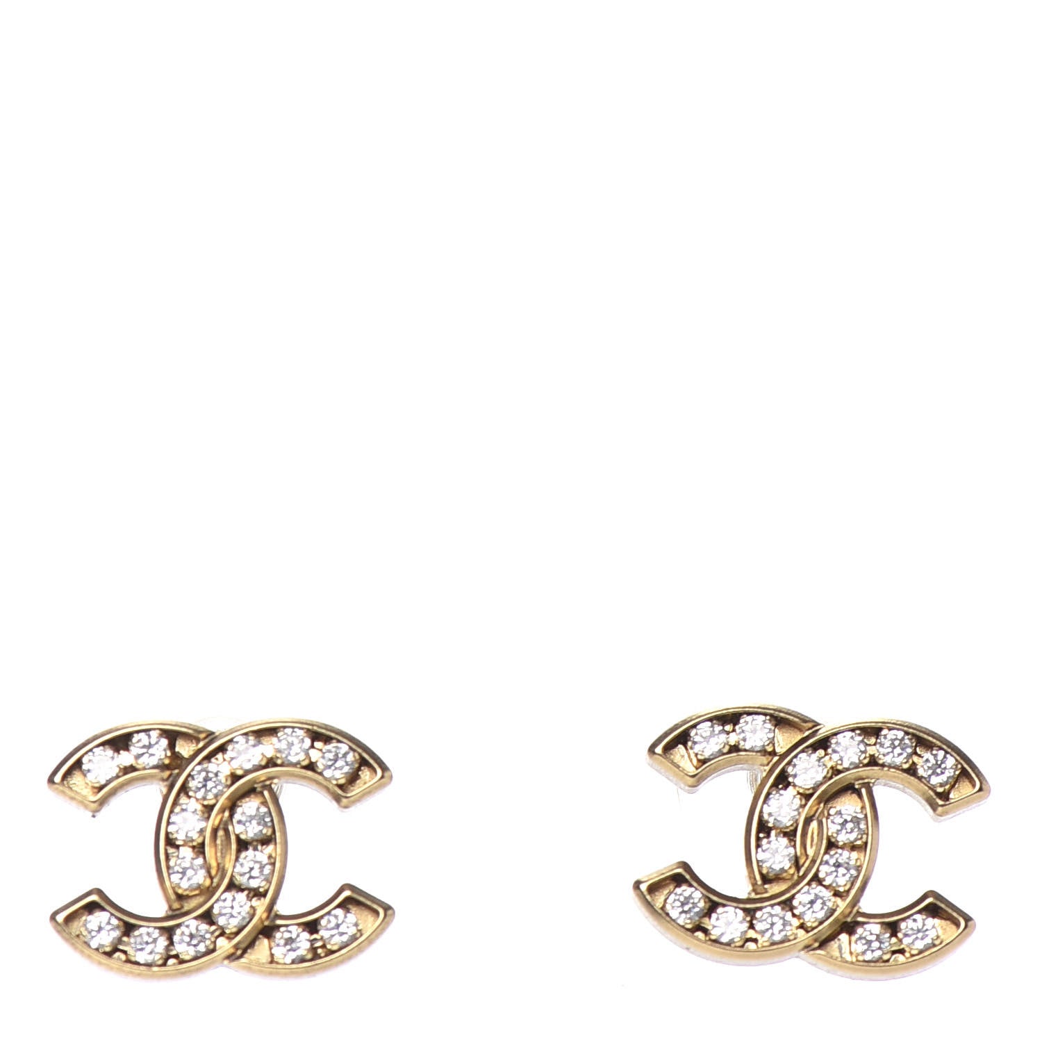 Chanel Crystal CC Earrings Gold 1 of 4