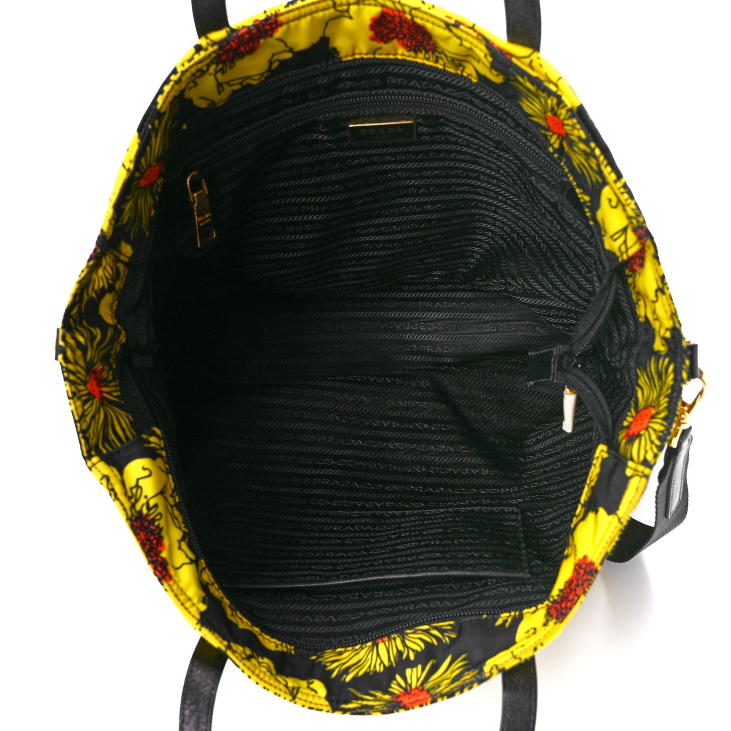Tessuto Nylon Saffiano Floral Print Tote Yellow Multicolor