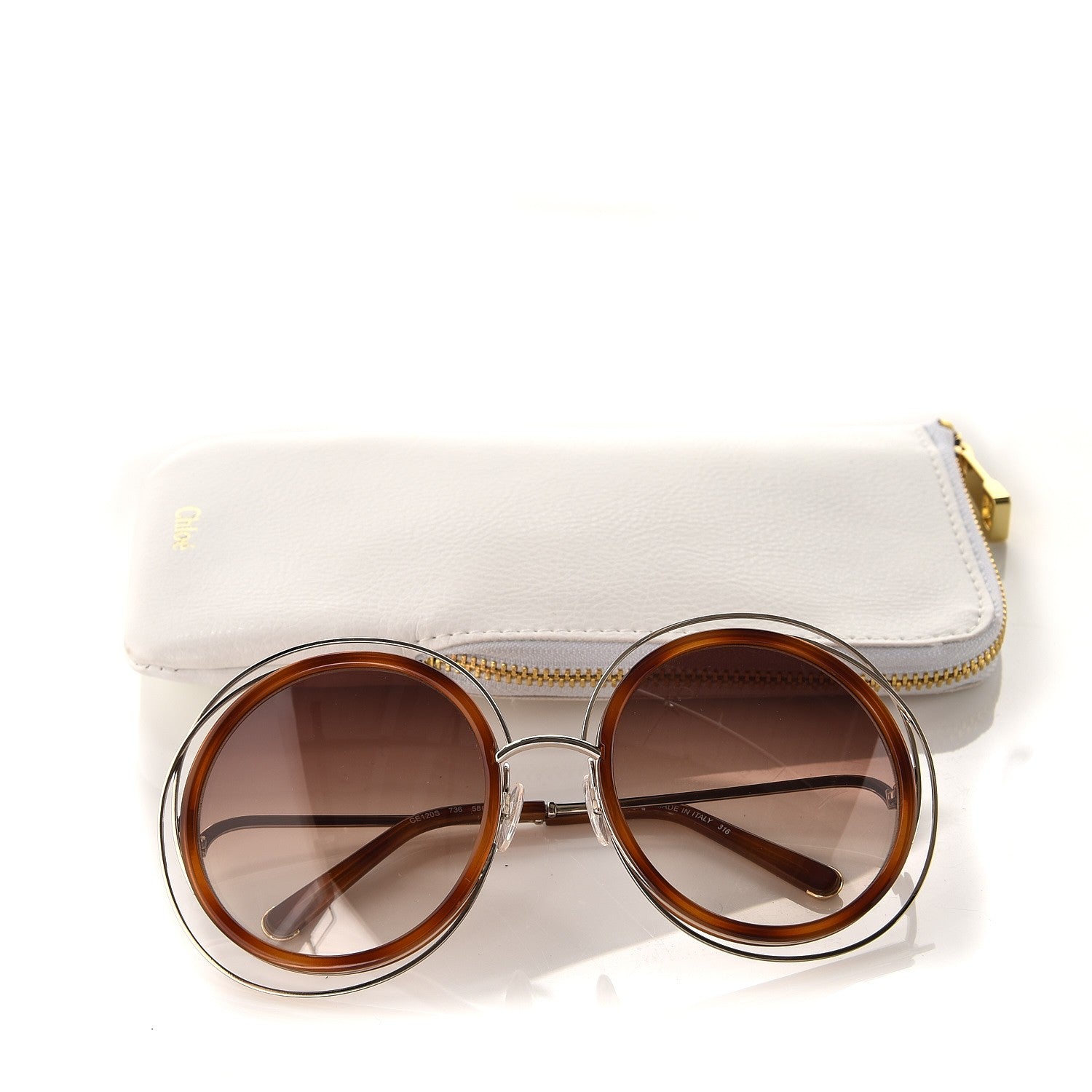 Chloe Oversized Round Carlina Sunglasses CE120S Gold Blonde Havana 7 of 7