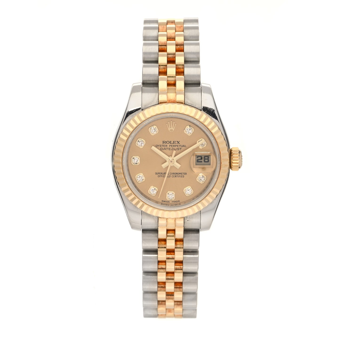 Stainless Steel 18K Yellow Gold Diamond 26mm Oyster Perpetual Datejust Watch Champagne 179173