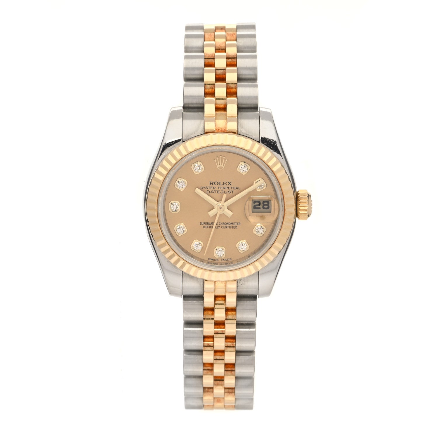 Rolex Stainless Steel 18K Yellow Gold Diamond 26mm Oyster Perpetual Datejust Watch Champagne 179173 1 of 5