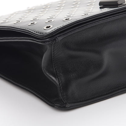Prada Soft Calf Grommet Lock Flap Chain Shoulder Bag Black 9 of 10