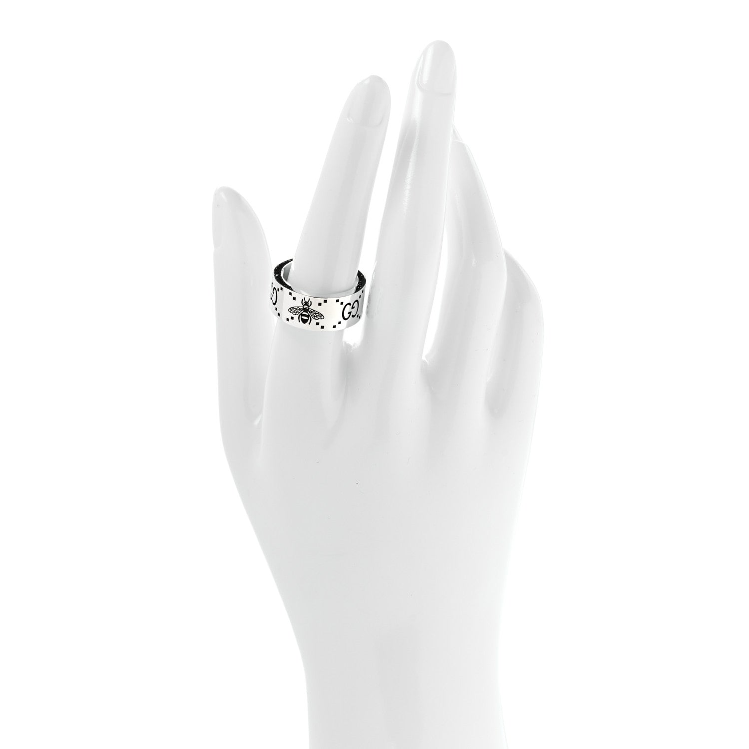 Gucci Sterling Silver GG Bee Band Ring 56 7.75 2 of 6