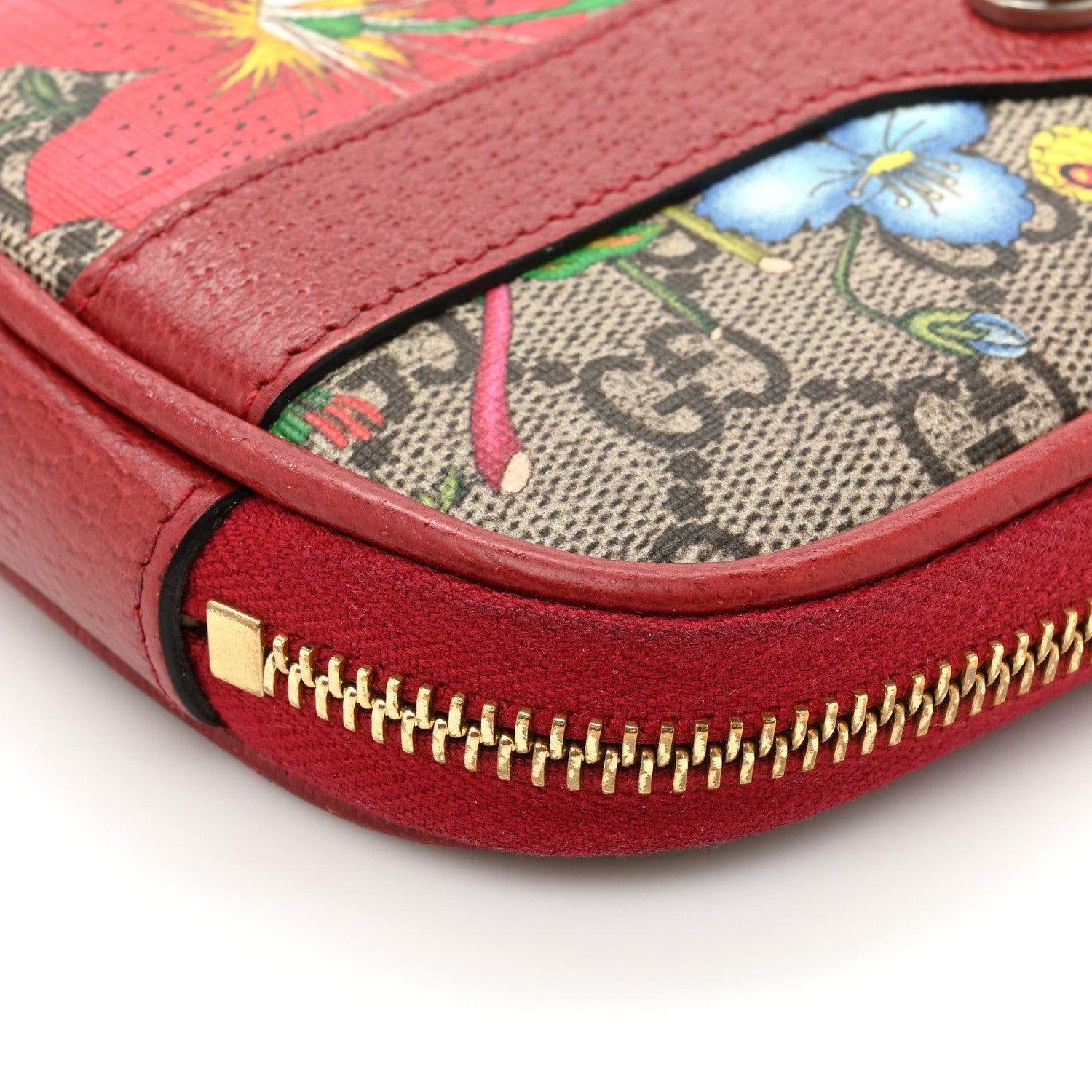 Gucci GG Supreme Monogram Flora Web Ophidia Wristlet Bag Red 14 of 17