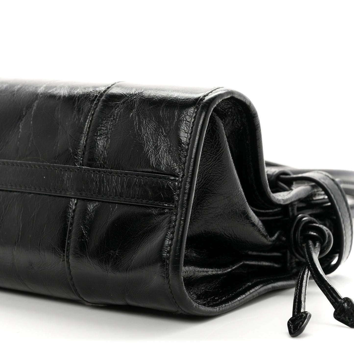Glossy Calfskin Triangle Medium Bonnie Shoulder Bag Black