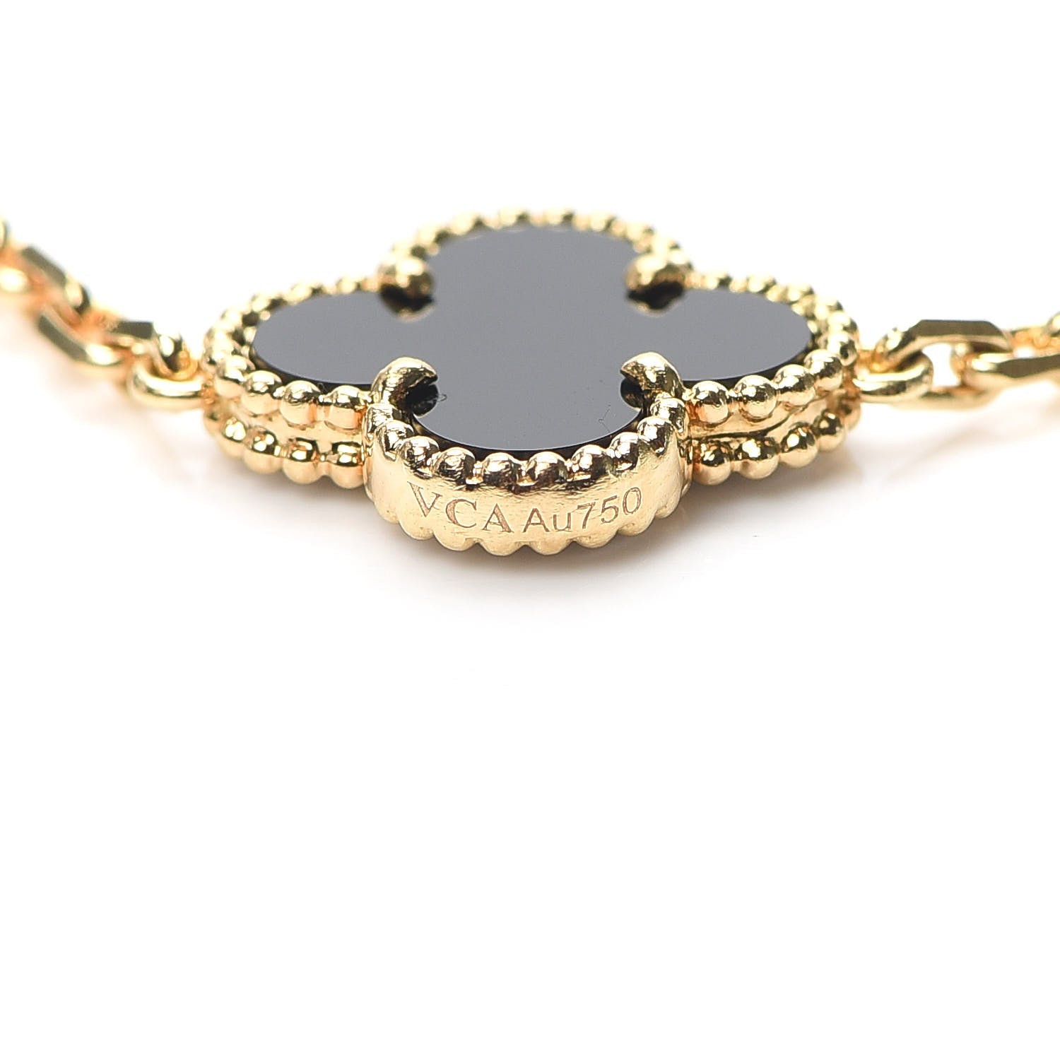 Van Cleef & Arpels 18K Yellow Gold Black Onyx 5 Motifs Vintage Alhambra Bracelet 4 of 6