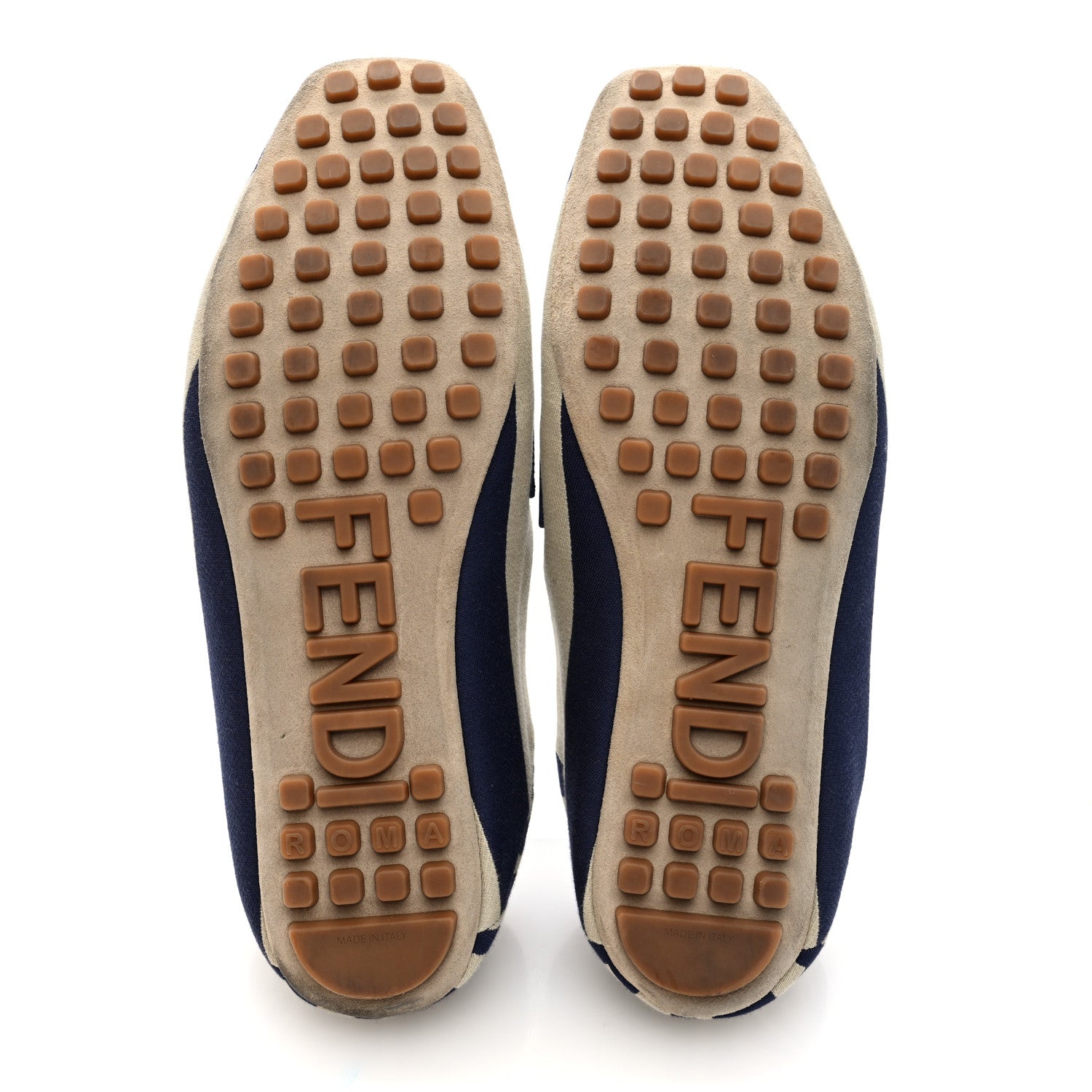 Fendi Fabric Jacquard FF Pequin Loafers 39 Bei Midnight 6 of 10