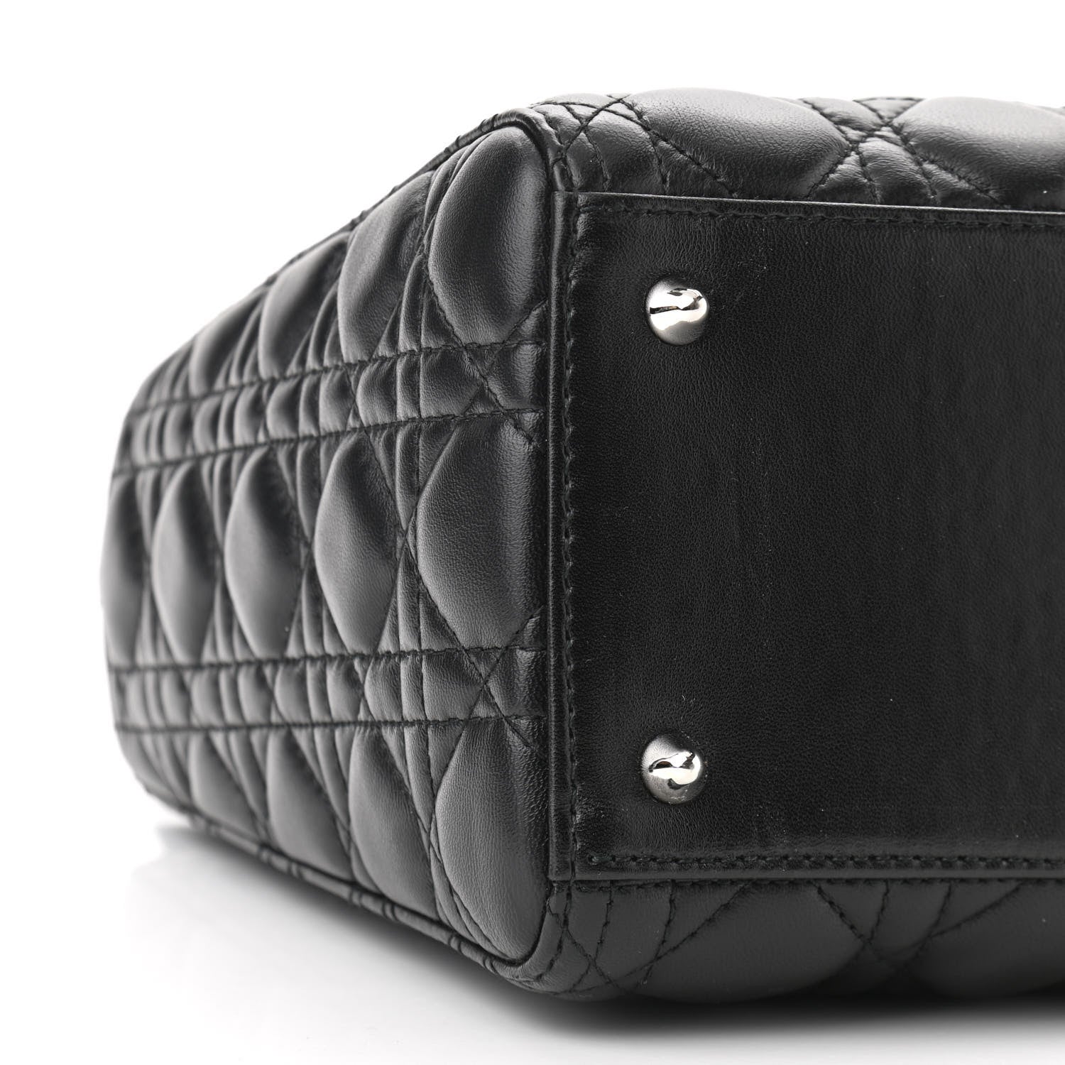 Christian Dior Lambskin Cannage Medium Lady Dior Black 9 of 10