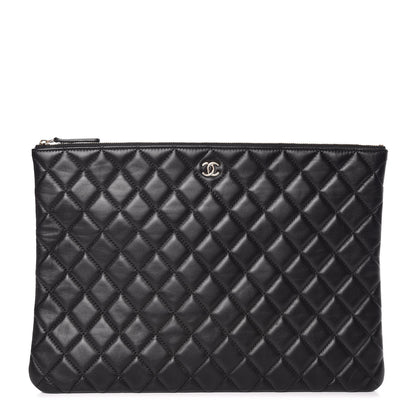 Chanel Lambskin Quilted Large Cosmetic Case Black 1 of 8