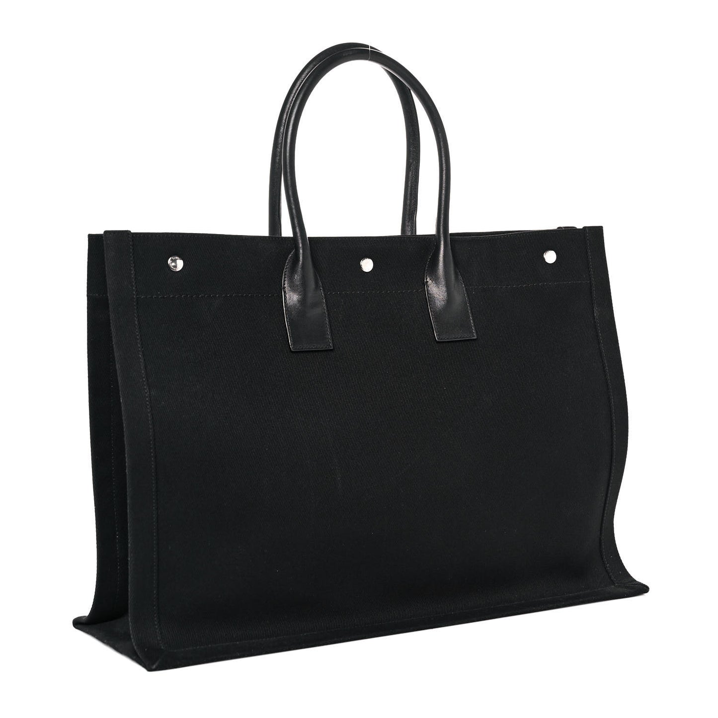 Linen Calfskin Rive Gauche Tote Black