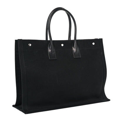 Saint Laurent Linen Calfskin Rive Gauche Tote Black 3 of 11