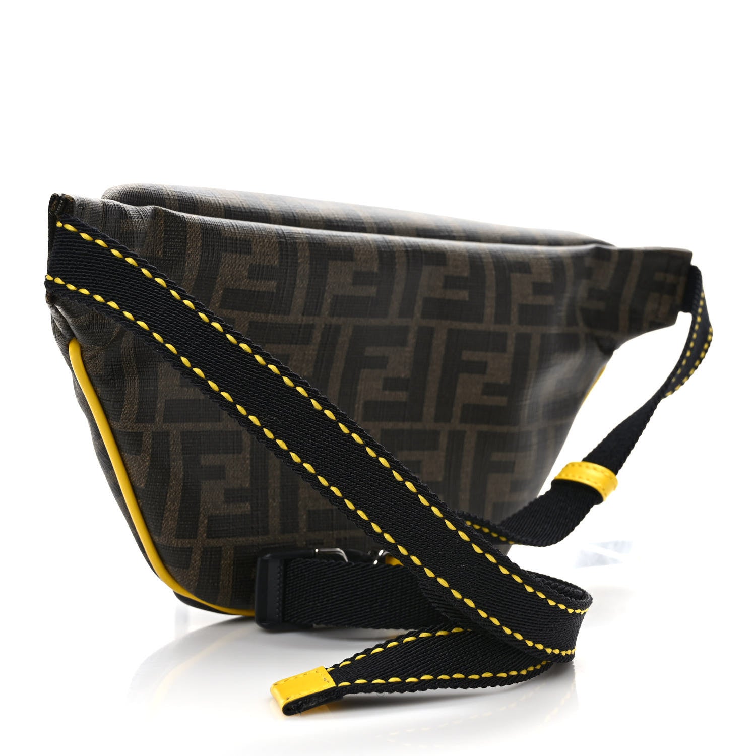 Fendi Glazed Fabric Vitello Century FF 1974 Pocket Belt Bag Mogano Panna Black Sunflower 3 of 9