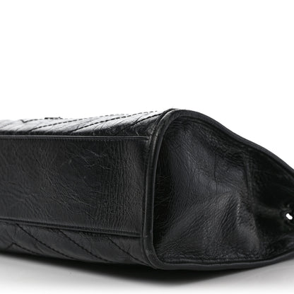 Saint Laurent Crinkled Calfskin Matelasse Monogram Medium Niki Shopper Tote Black 9 of 11