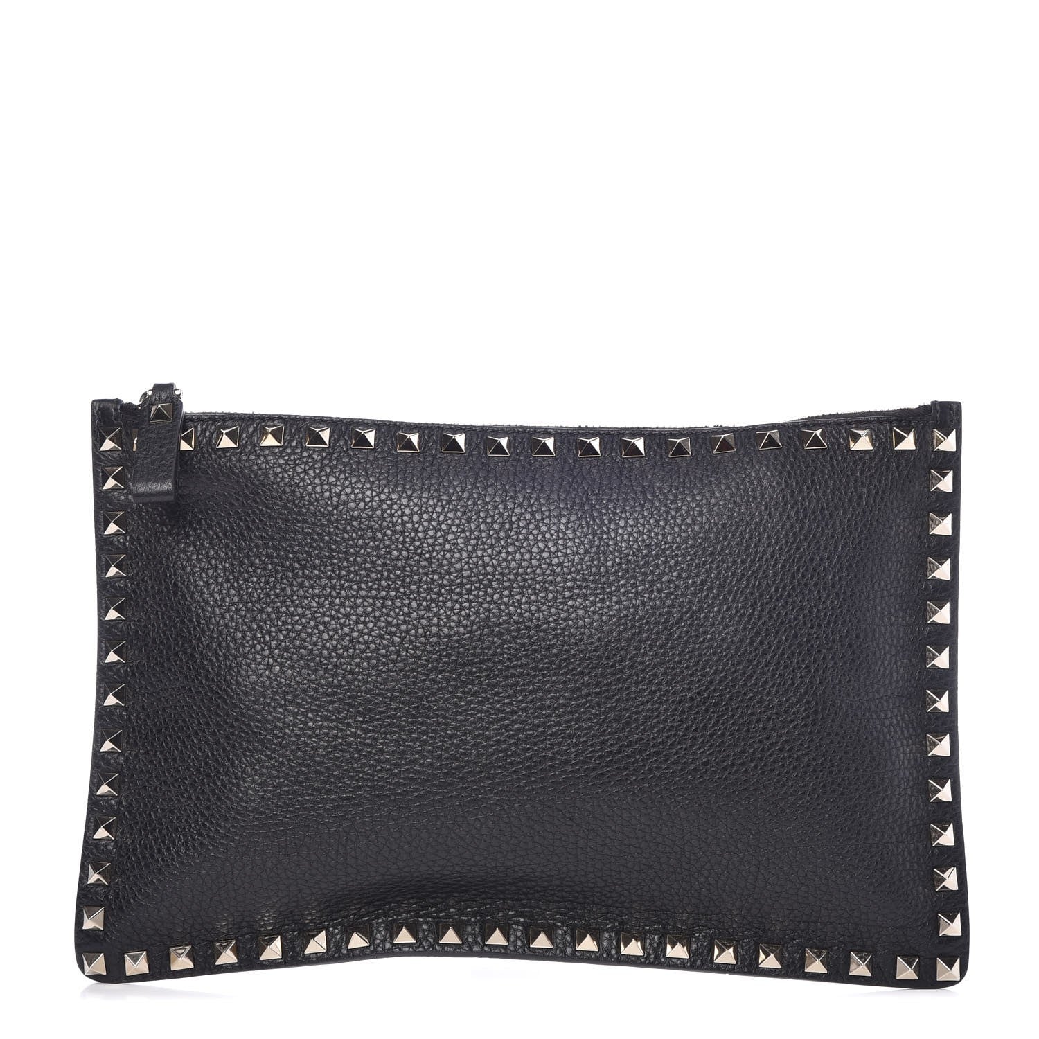 Valentino Garavani Pebbled Calfskin Large Rockstud Zip Pouch Black 1 of 7
