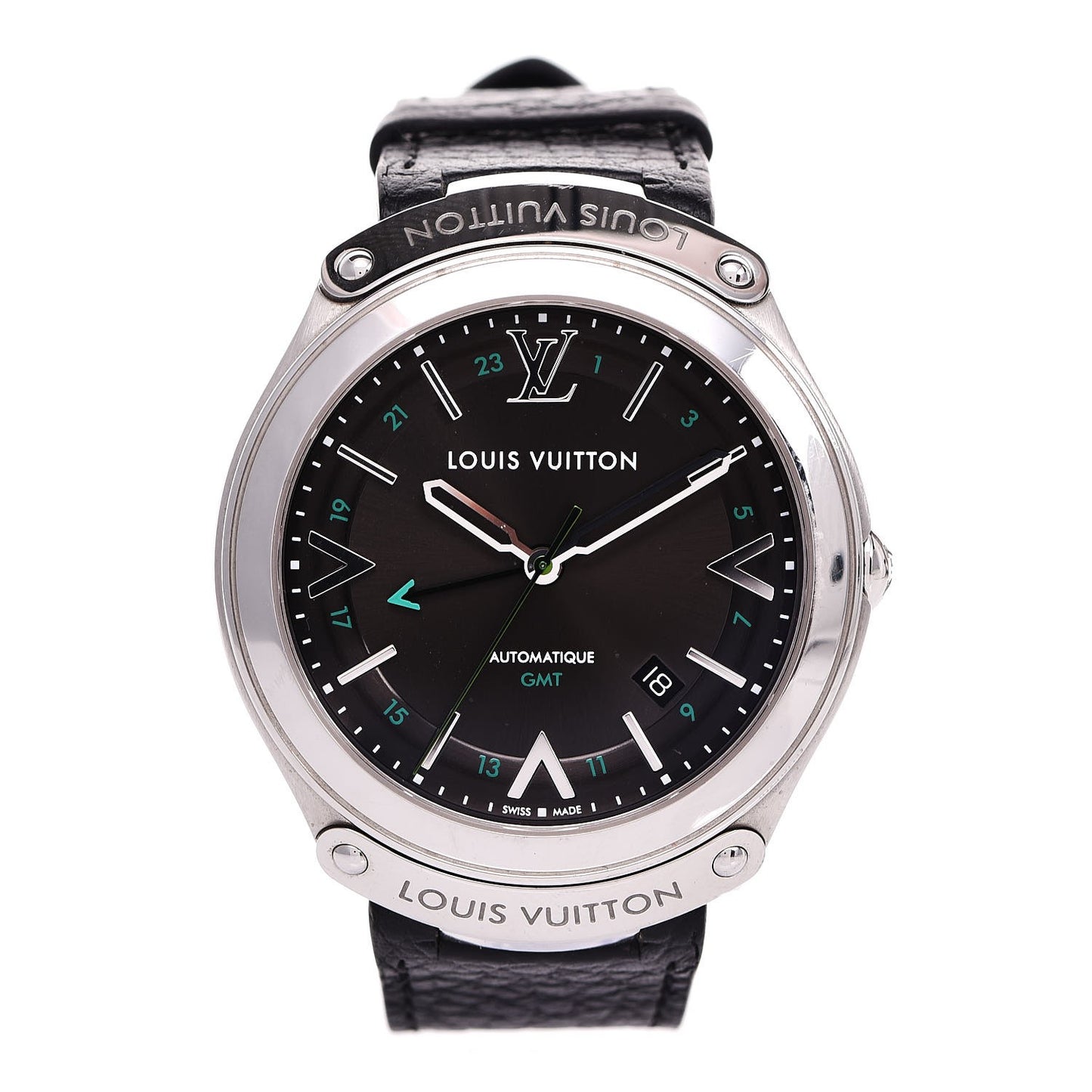 Stainless Steel Calfskin 40mm Fifty-Five GMT Automatic Watch Black