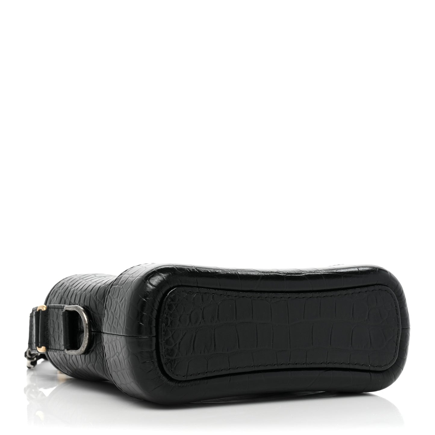 Calfskin Crocodile Embossed Small Gabrielle Cocodile Hobo Black