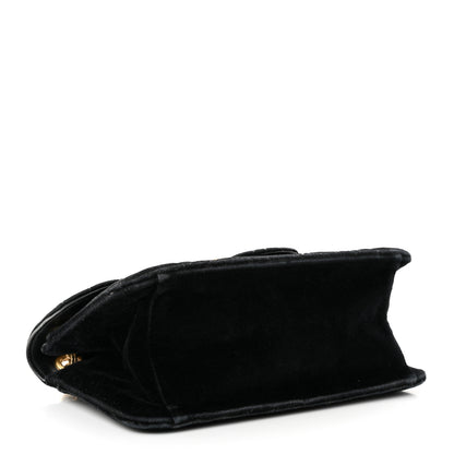 Salvatore Ferragamo Velvet Quilted Gancini Flap Bag Black 4 of 11